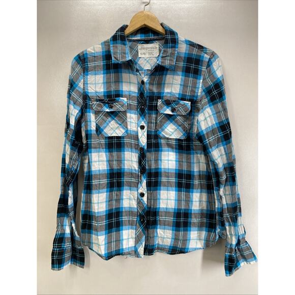 Aeropostale Plaid Long Sleeve Button Up Shirt Boy’s XL 38” Chest - Picture 1 of 7
